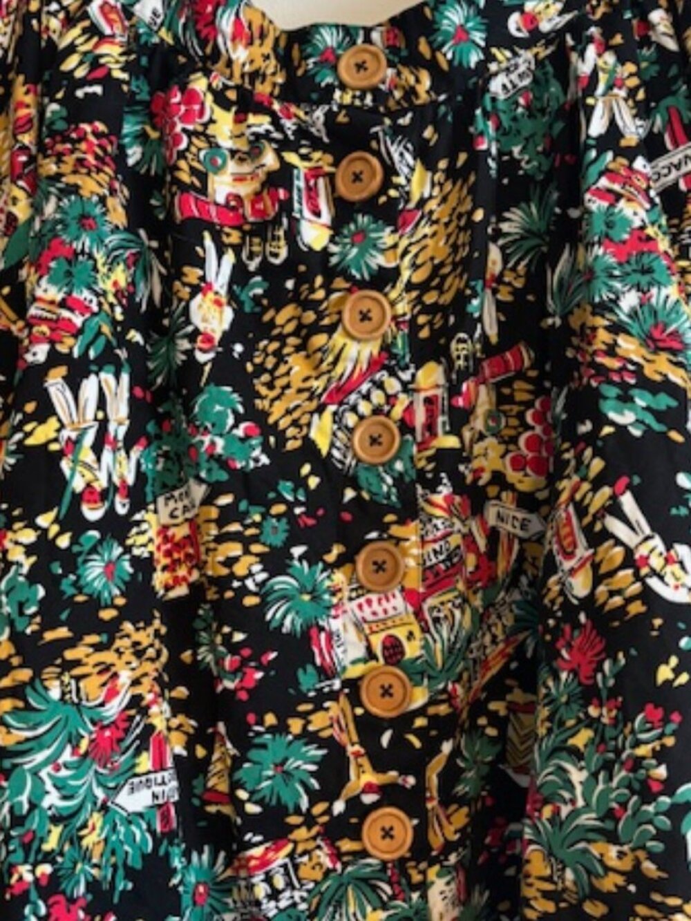 Hell Bunny Vixen Circle Skirt Black French Riviera Print Women’s Pinup - Picture 4 of 6